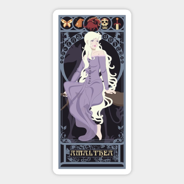 The Last Unicorn - art nouveau - Amalthea Sticker by captainlaserbeam